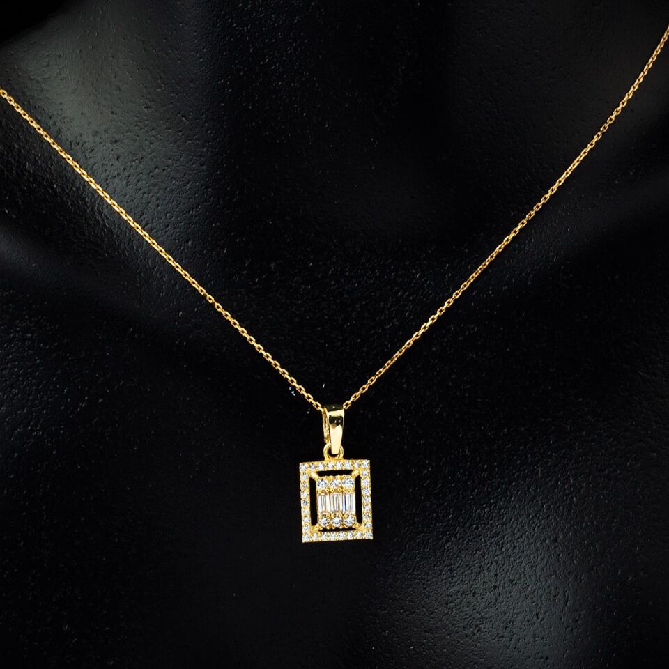 Baget Taşlı 14 Ayar Altın Takı Seti