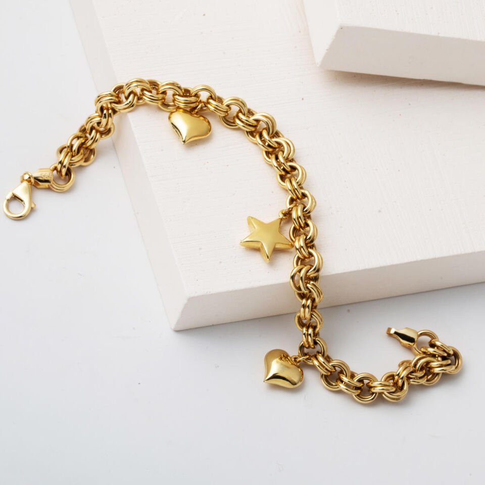 Pandora Charmlı 14 Ayar Sevgi Bilekliği