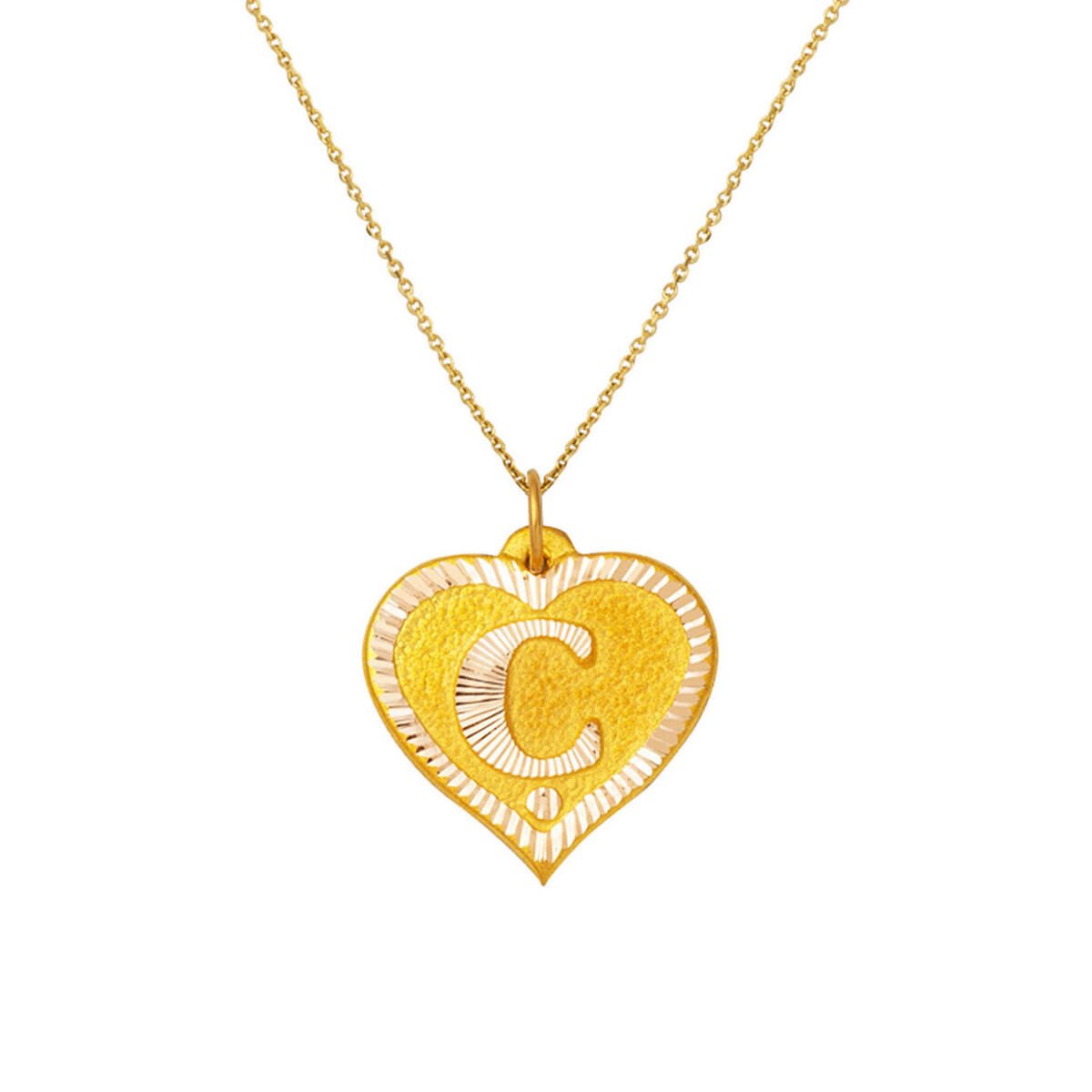 14 Ayar Ç Harfi Kalpli Altın Kolye