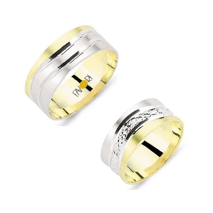 Favori Gold Taşsız Altın Eşli Evlilik Yüzüğü