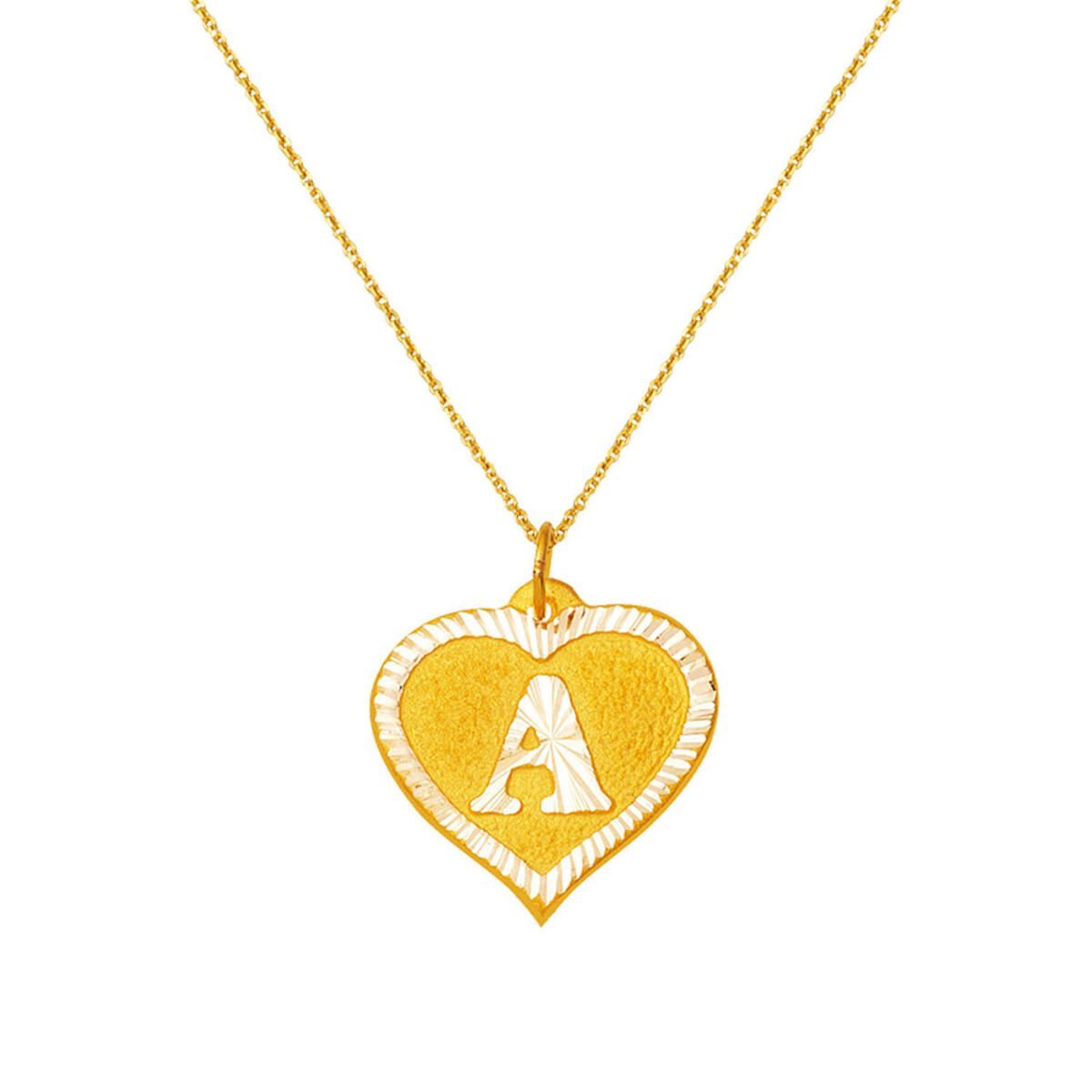 Kalpli A Harfi 14 Ayar Altın Kolye