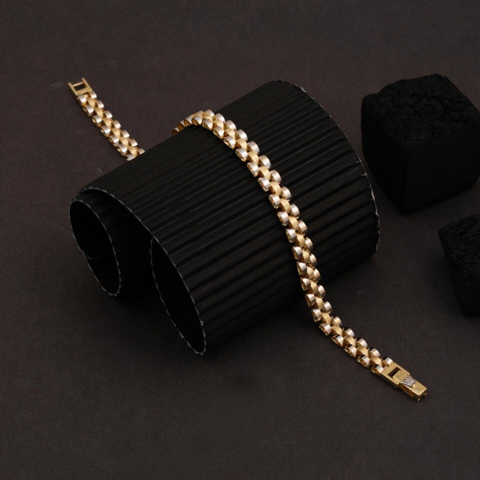 İki Renkli Rolex Altın Bileklik 14 Ayar