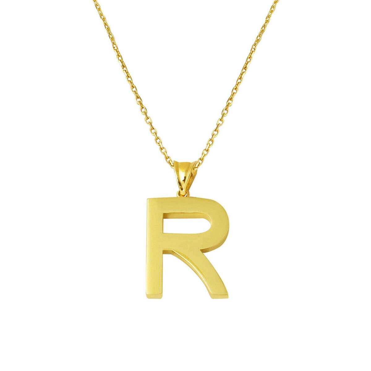 Klasik 14 Ayar Altın R Harfi Kolye