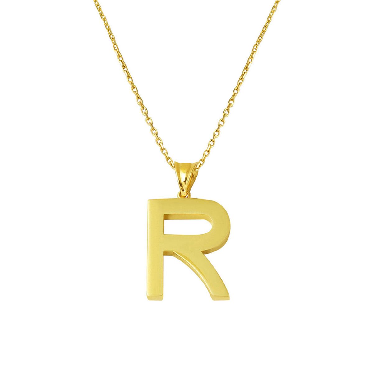 Klasik 14 Ayar Altın R Harfi Kolye