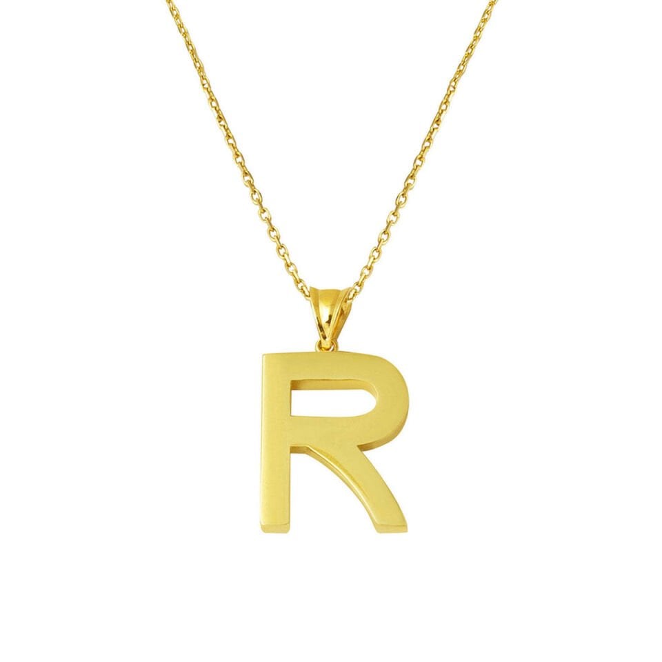 Klasik 14 Ayar Altın R Harfi Kolye