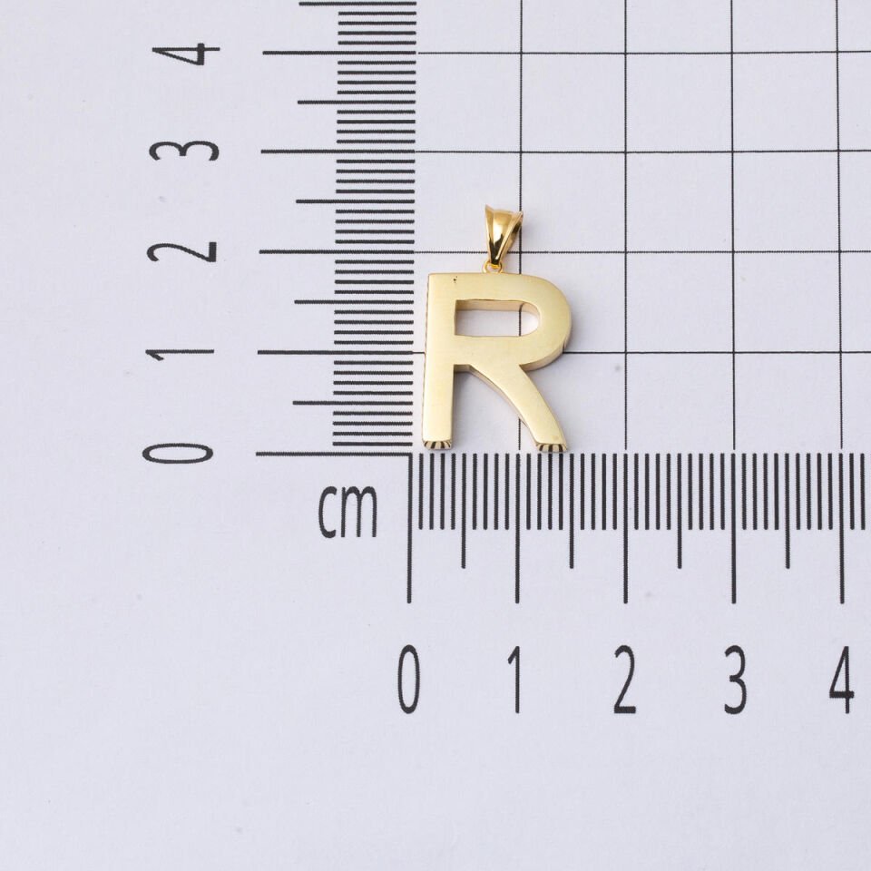 Klasik 14 Ayar Altın R Harfi Kolye