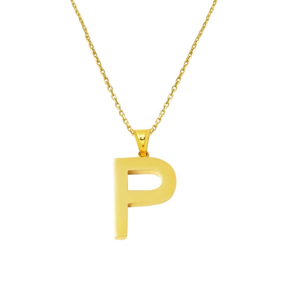 Klasik 14 Ayar Altın P Harfi Kolye