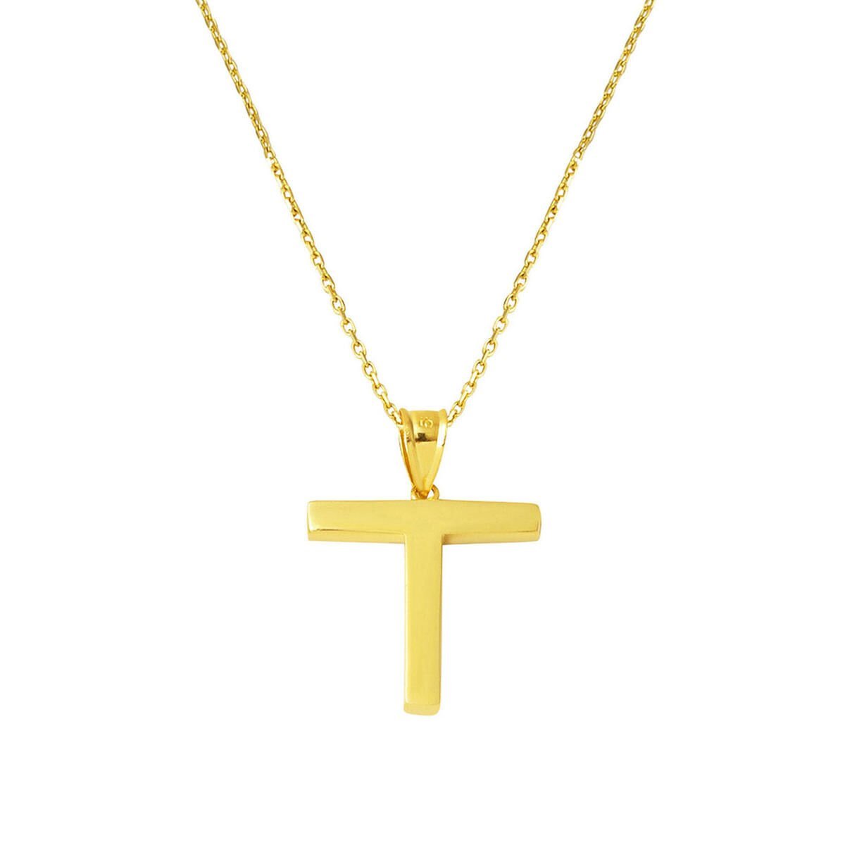 T Harfi Klasik 14 Ayar Altın Kolye