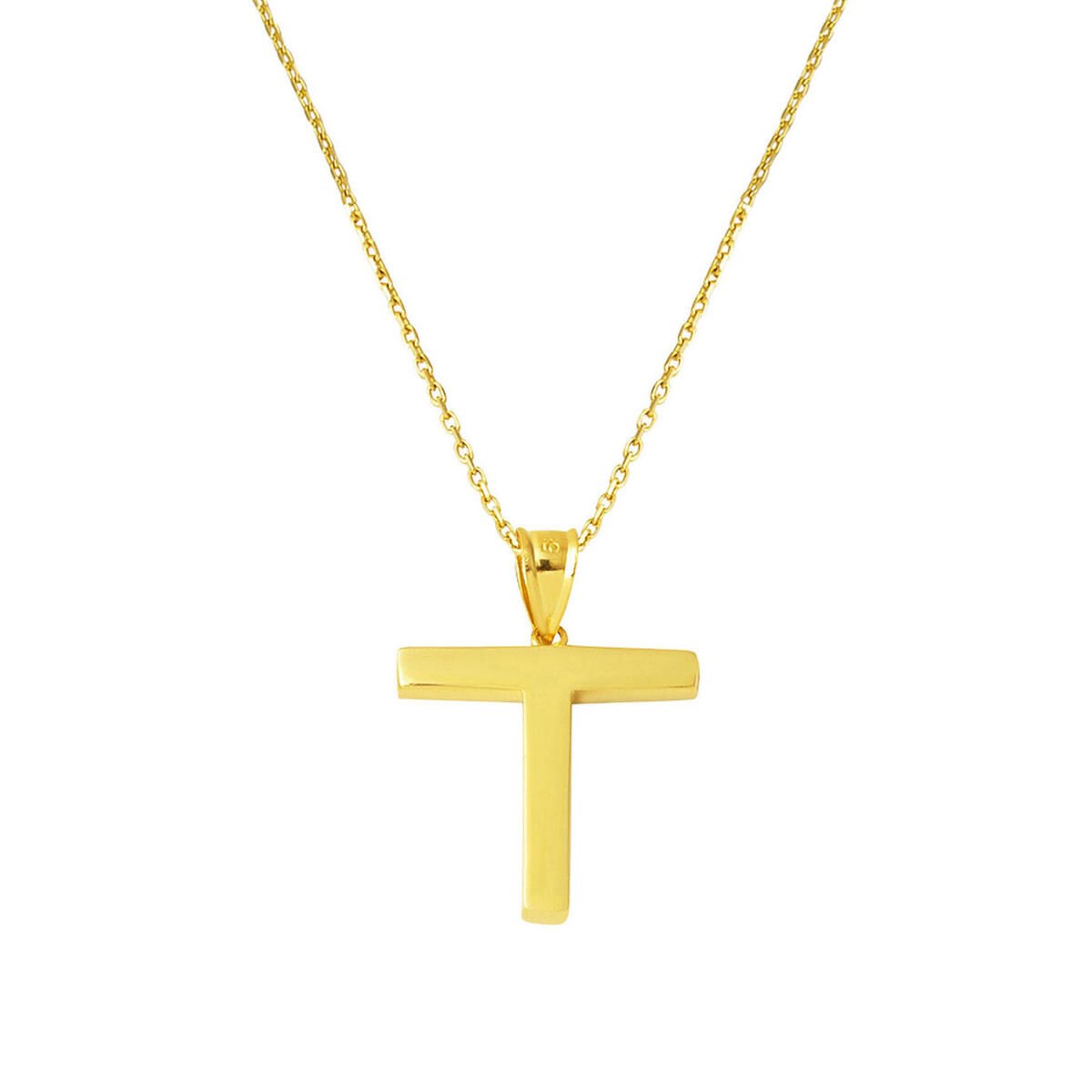 T Harfi Klasik 14 Ayar Altın Kolye