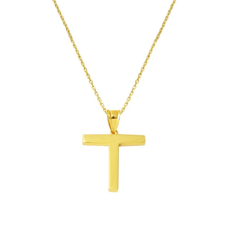 T Harfi Klasik 14 Ayar Altın Kolye