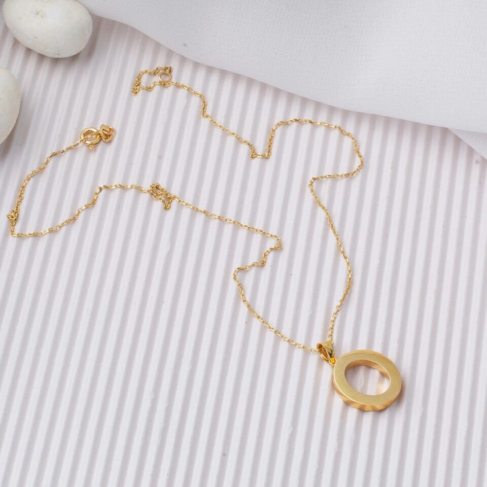 Klasik 14 Ayar Altın O Harfi Kolye