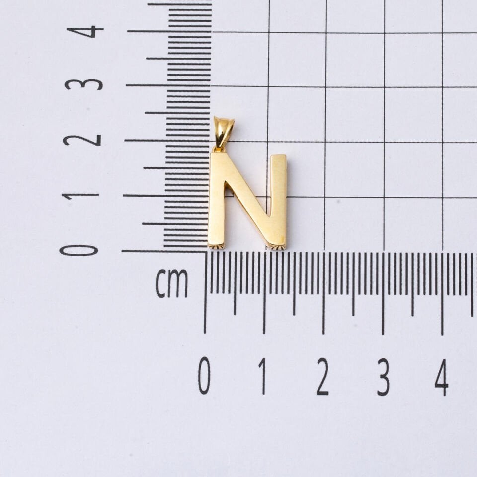 N Harfi Klasik 14 Ayar Altın Kolye