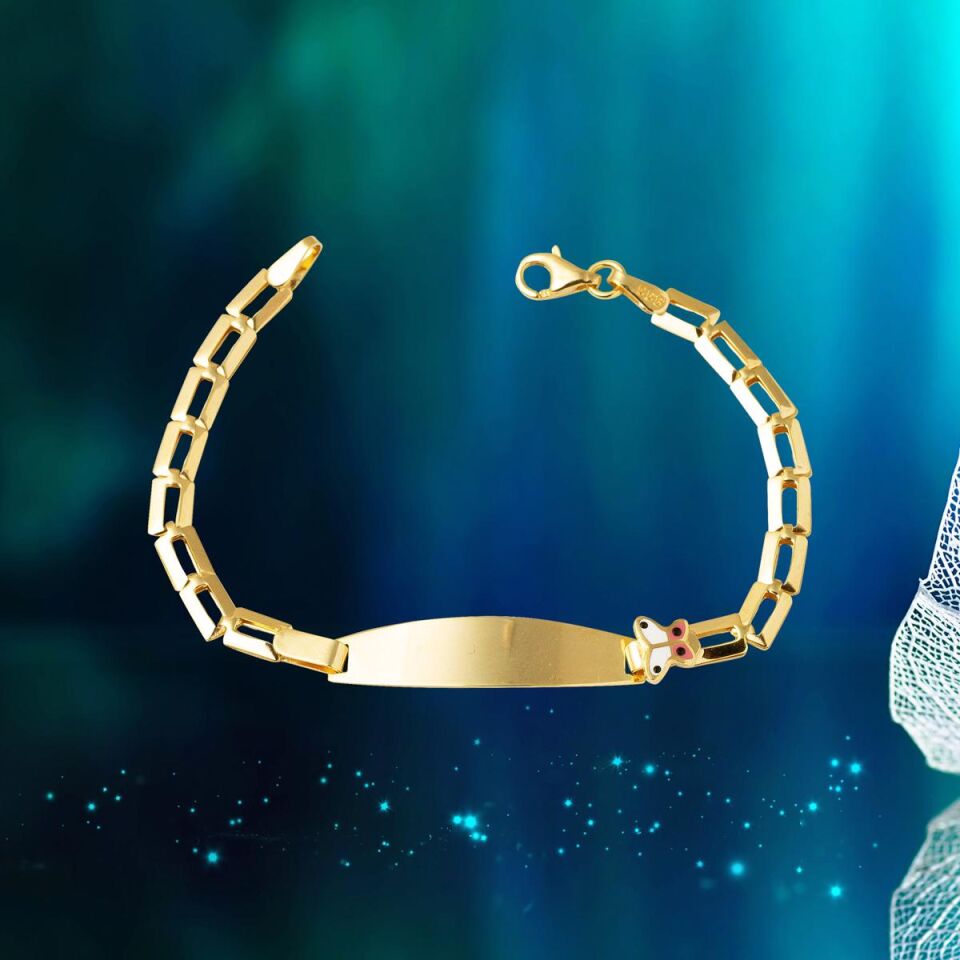 Kelebek İsimlik Altın Çocuk Bilekliği