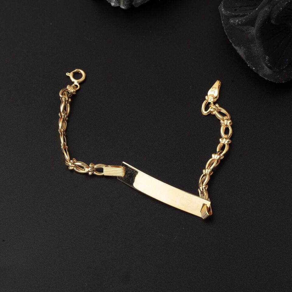 İsimlikli Taşsız Altın Bebek Bilekliği