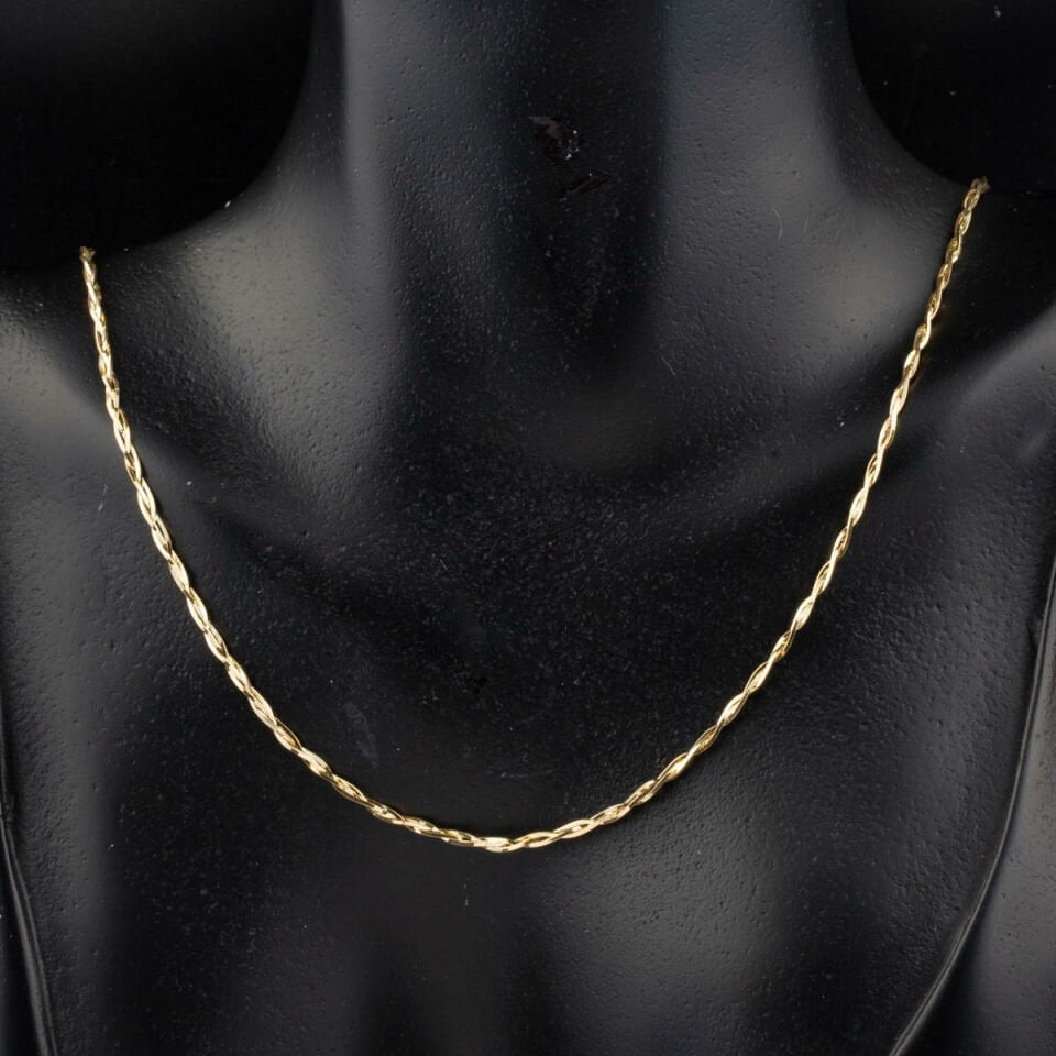 Örgülü İtalyan 14 Ayar Altın Zincir Kolye 55 cm.