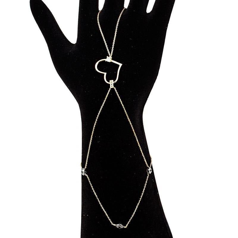 Taşlı Kalpli 14 Ayar Altın Şahmeran Bileklik