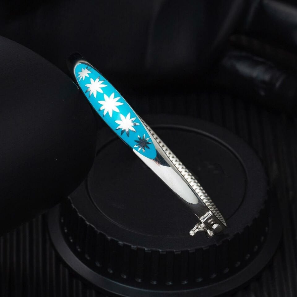 Turkuaz Yıldızı 14 Ayar Altın Kelepçe Bilezik