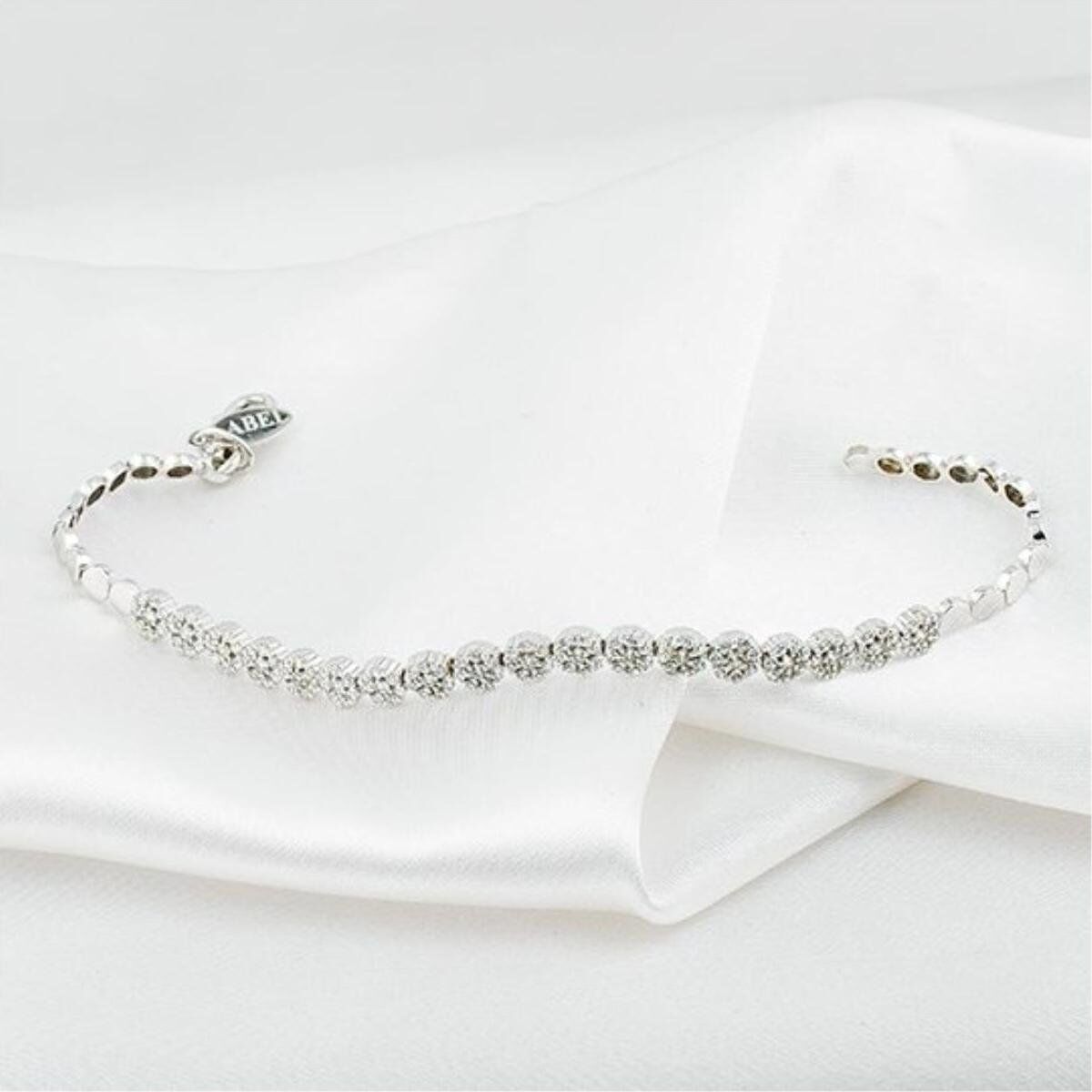 Kartanesi Taşlı 14 Ayar Beyaz Altın Bileklik