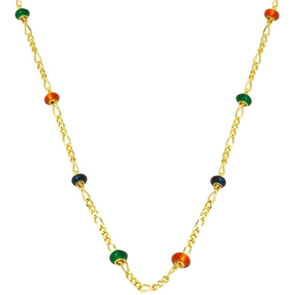 Renkli Toplu 14 Ayar Altın Zincir - 45 cm