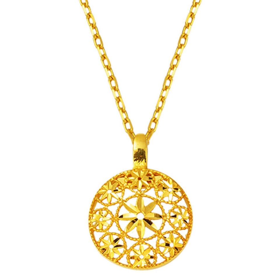 Yaşam Çiçeği Taşsız Altın Kolye