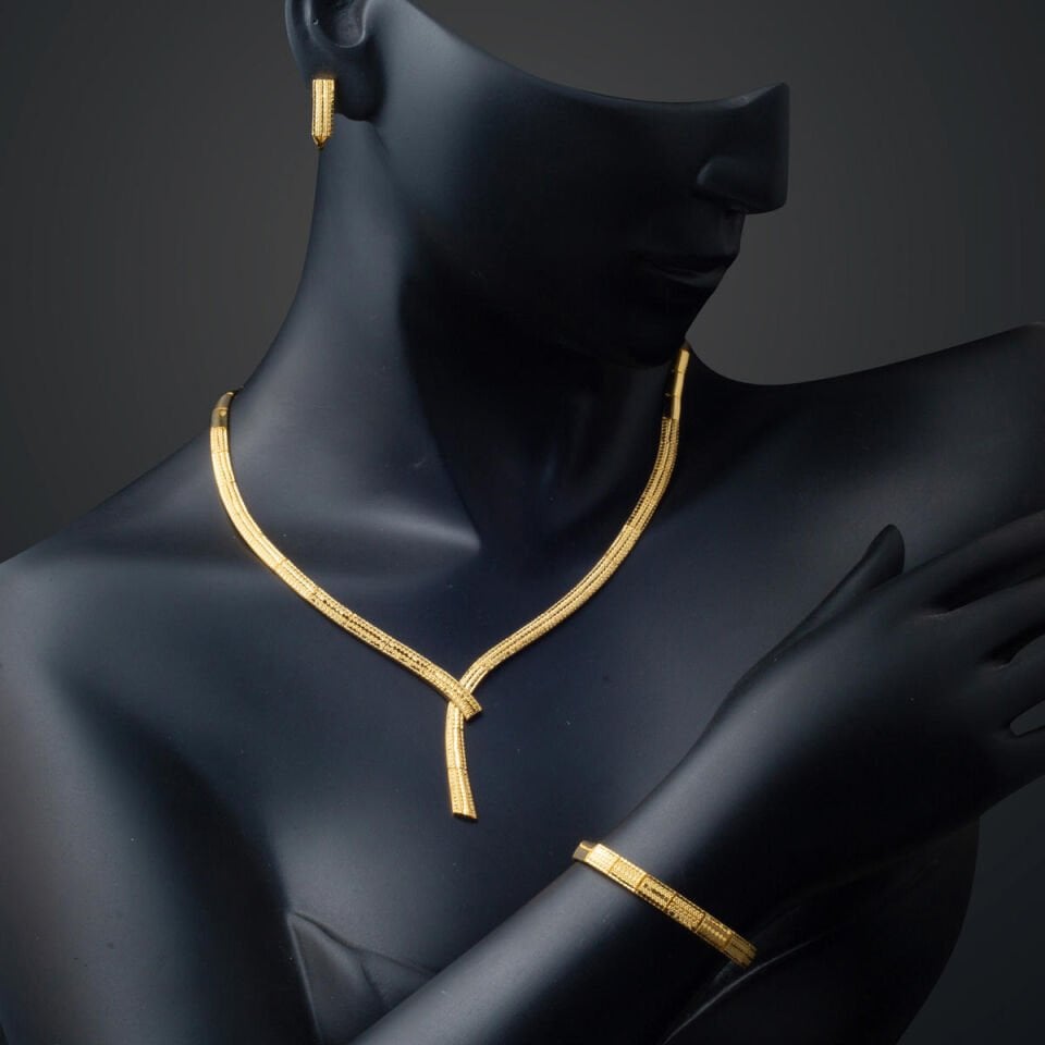 Parıltılı Taşsız 14 Ayar Altın Düğün Seti