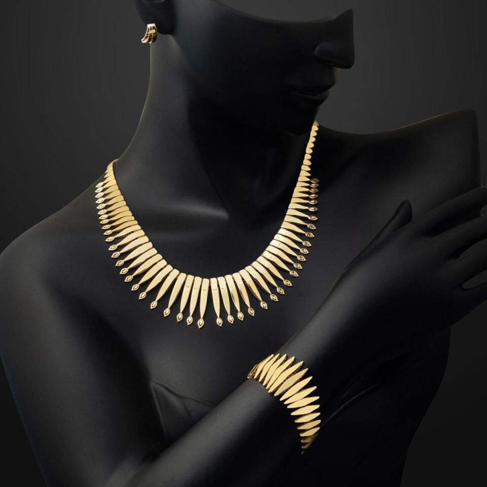 Modern 14 Ayar Altın Düğün Takı Seti