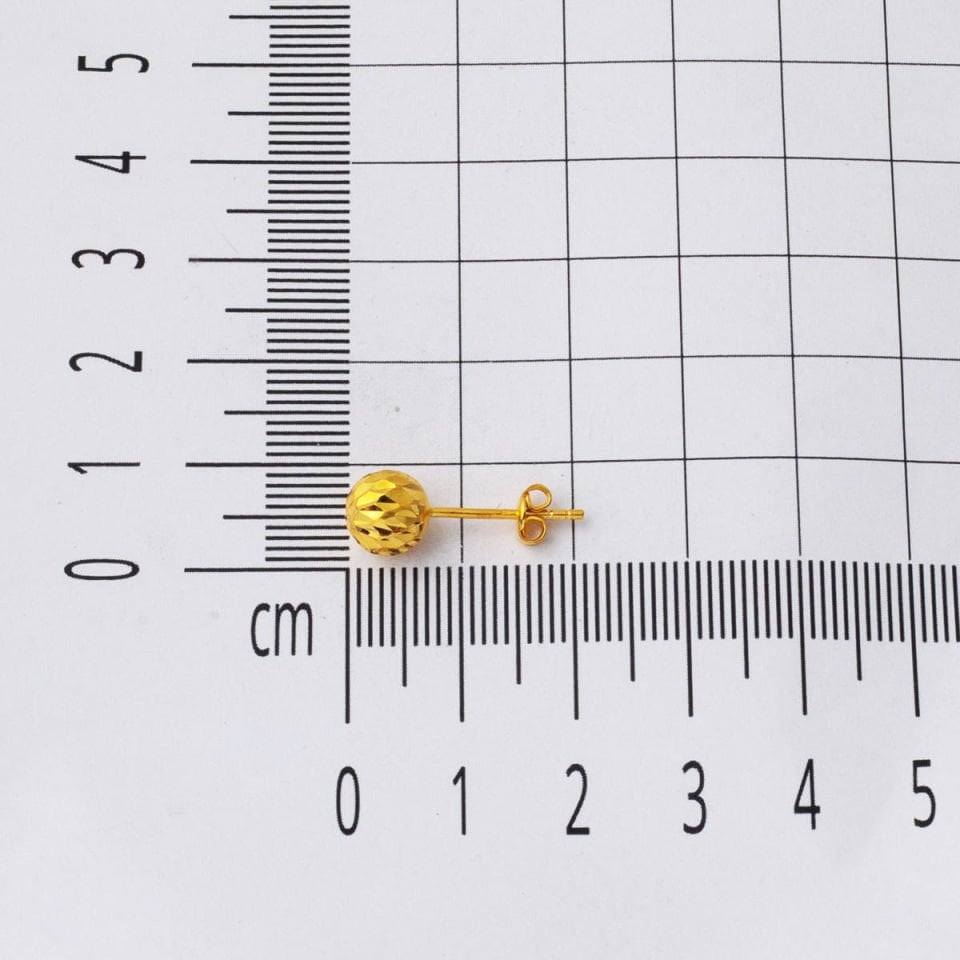 22 Ayar Buzul Top Altın Küpe 7 mm.