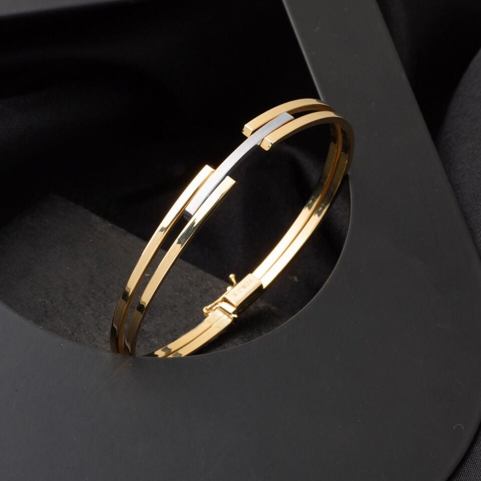 Kaburgalı 14 Ayar Altın Kilitli Bilezik