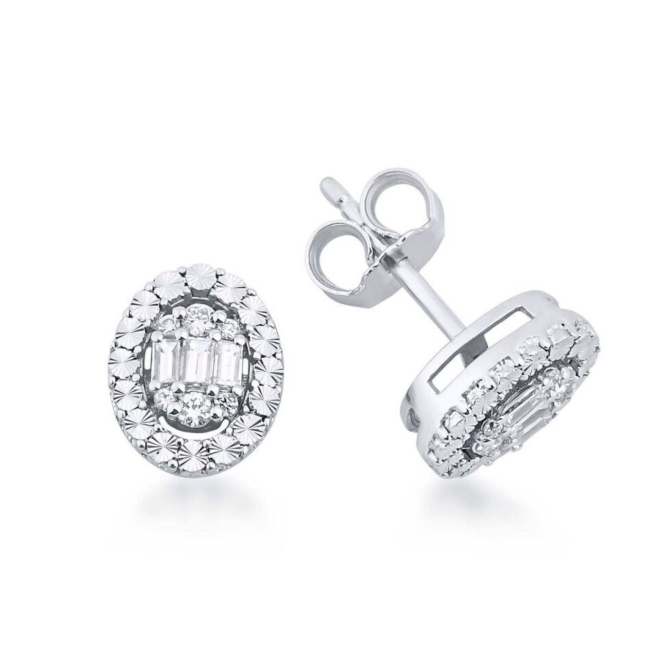 0,26 Karat Baget Pırlanta Küpe