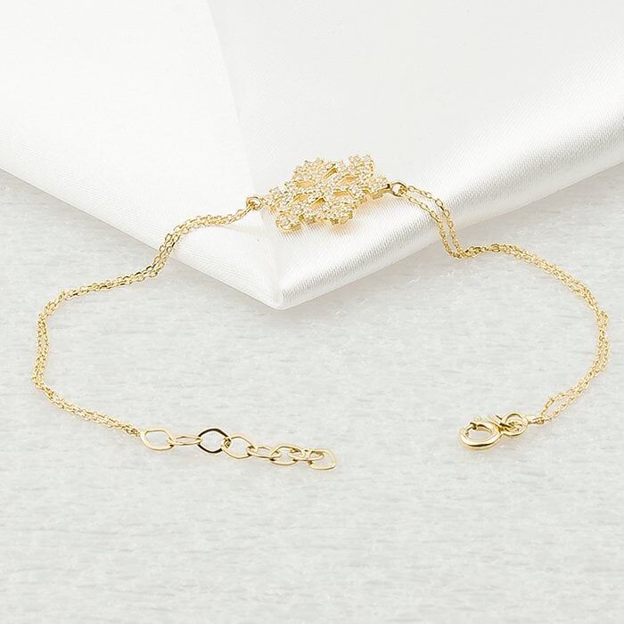 Taşlı Kartenesi 14 Ayar Altın Bileklik