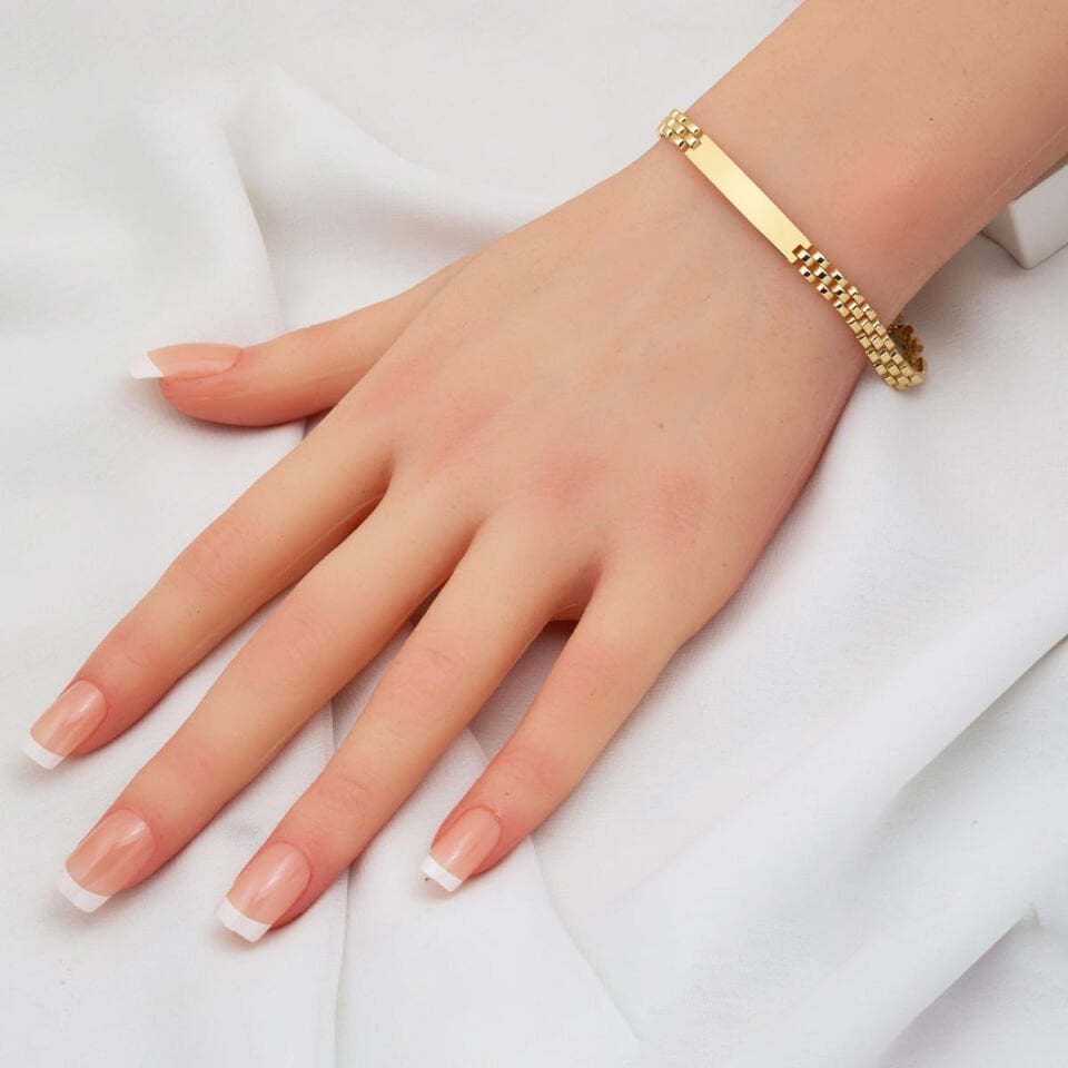 Rolex Kordonlu Çocuk Künyesi 14 Ayar Altın