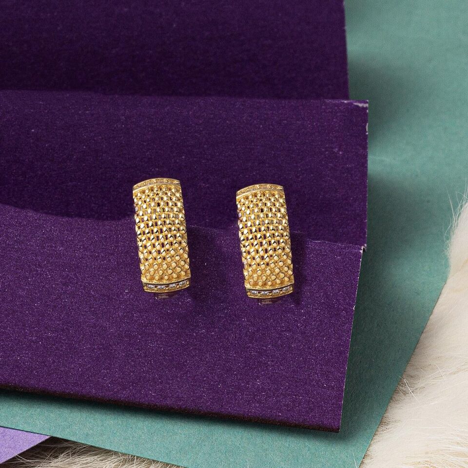 Tırtıl 14 Ayar Altın Küpe