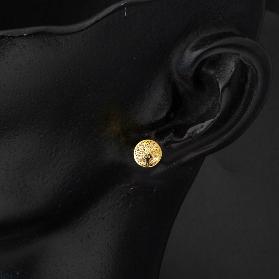 14 Ayar Yaşam Ağacı Altın Küpe