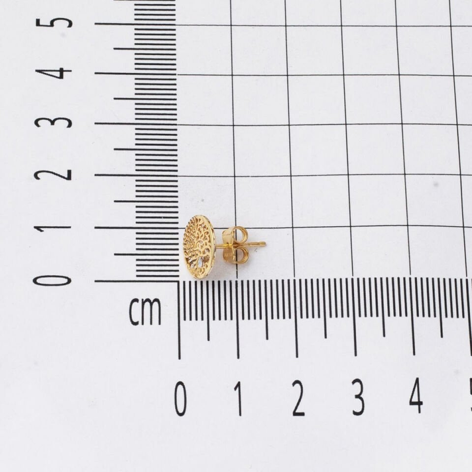 14 Ayar Yaşam Ağacı Altın Küpe