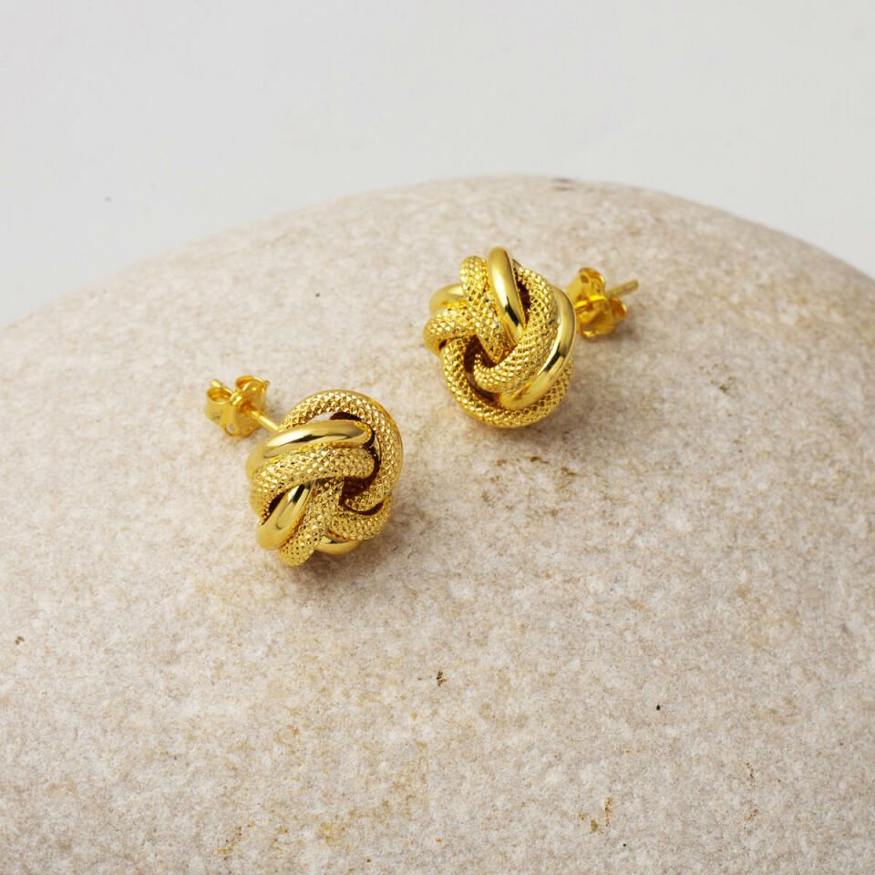 14 Ayar Klipsli Düğüm Altın Küpe