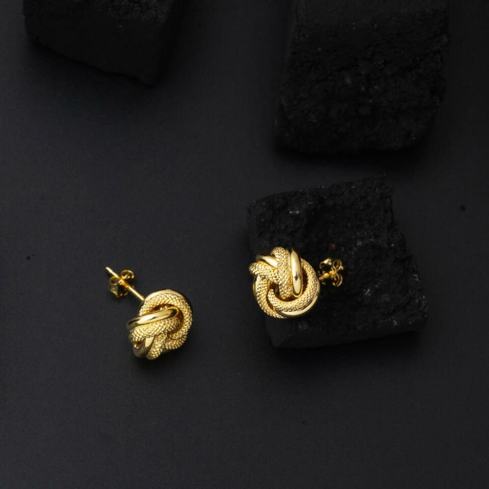 14 Ayar Klipsli Düğüm Altın Küpe