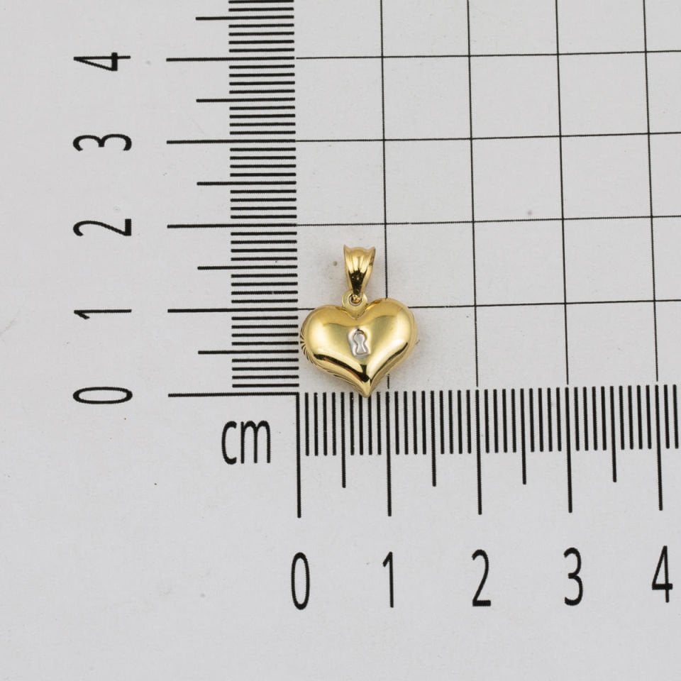 Kilit Desenli Kalp 14 Ayar Altın Kolye