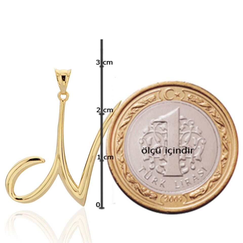N Harfi 14 Ayar Altın Kolye