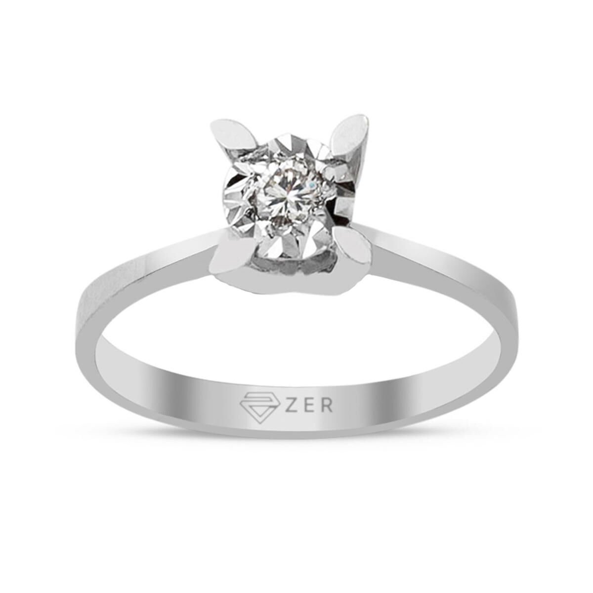 0,13 ct. Badem Tırnak Efekt Pırlanta Tektaş Yüzük