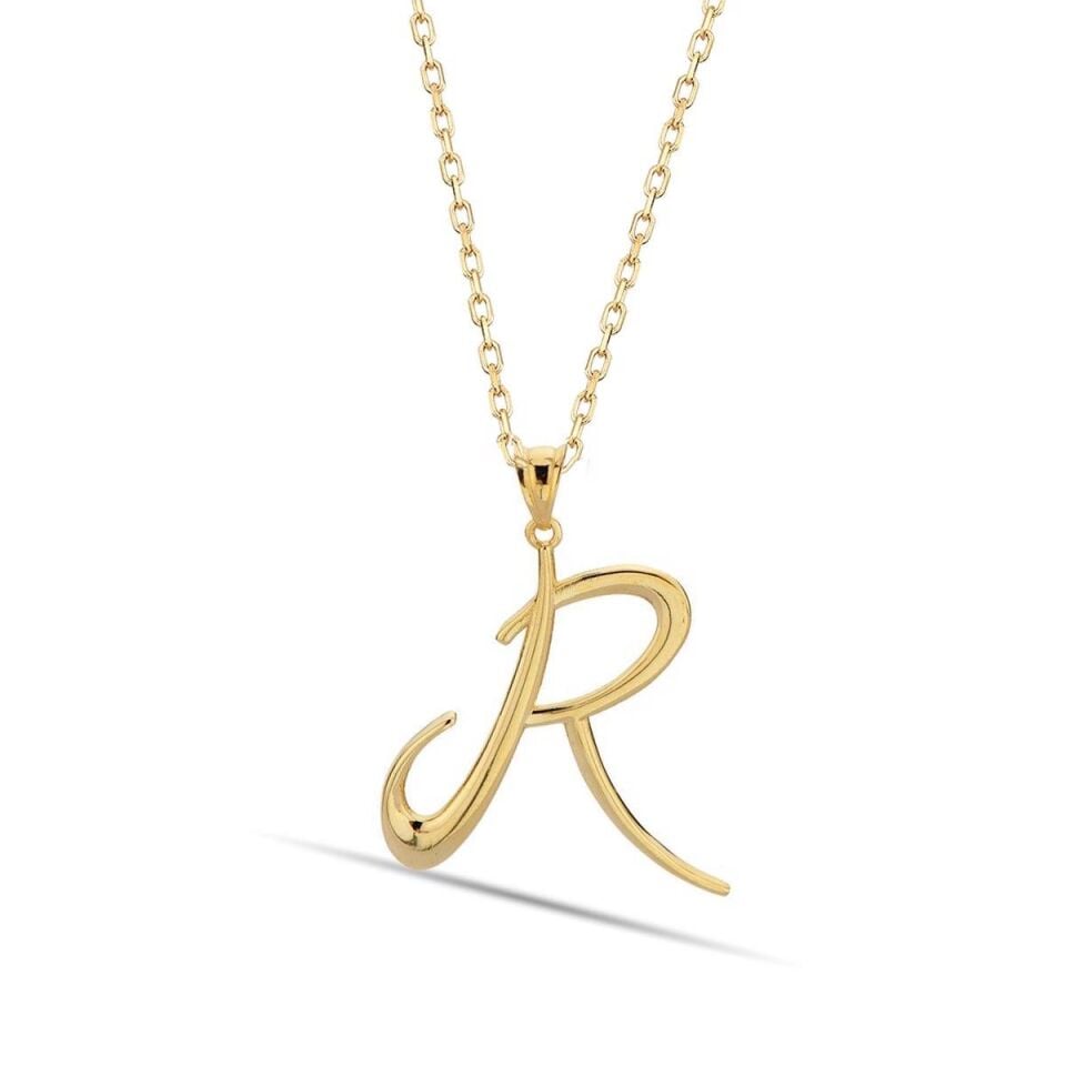 R Harfi 14 Ayar Altın Kolye