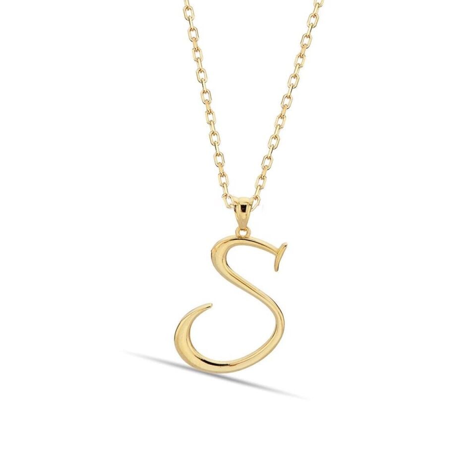 S Harfi 14 Ayar Altın Kolye