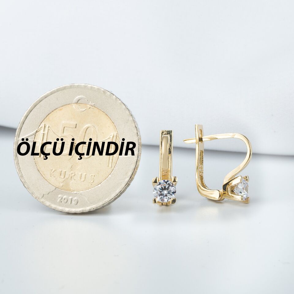 Tektaşlı 14 Ayar Altın Küpe