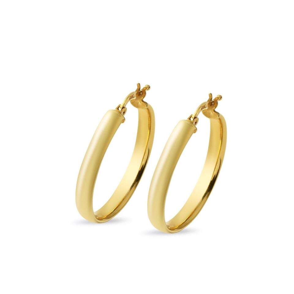 Klasik 14 Ayar Altın Halka Küpe