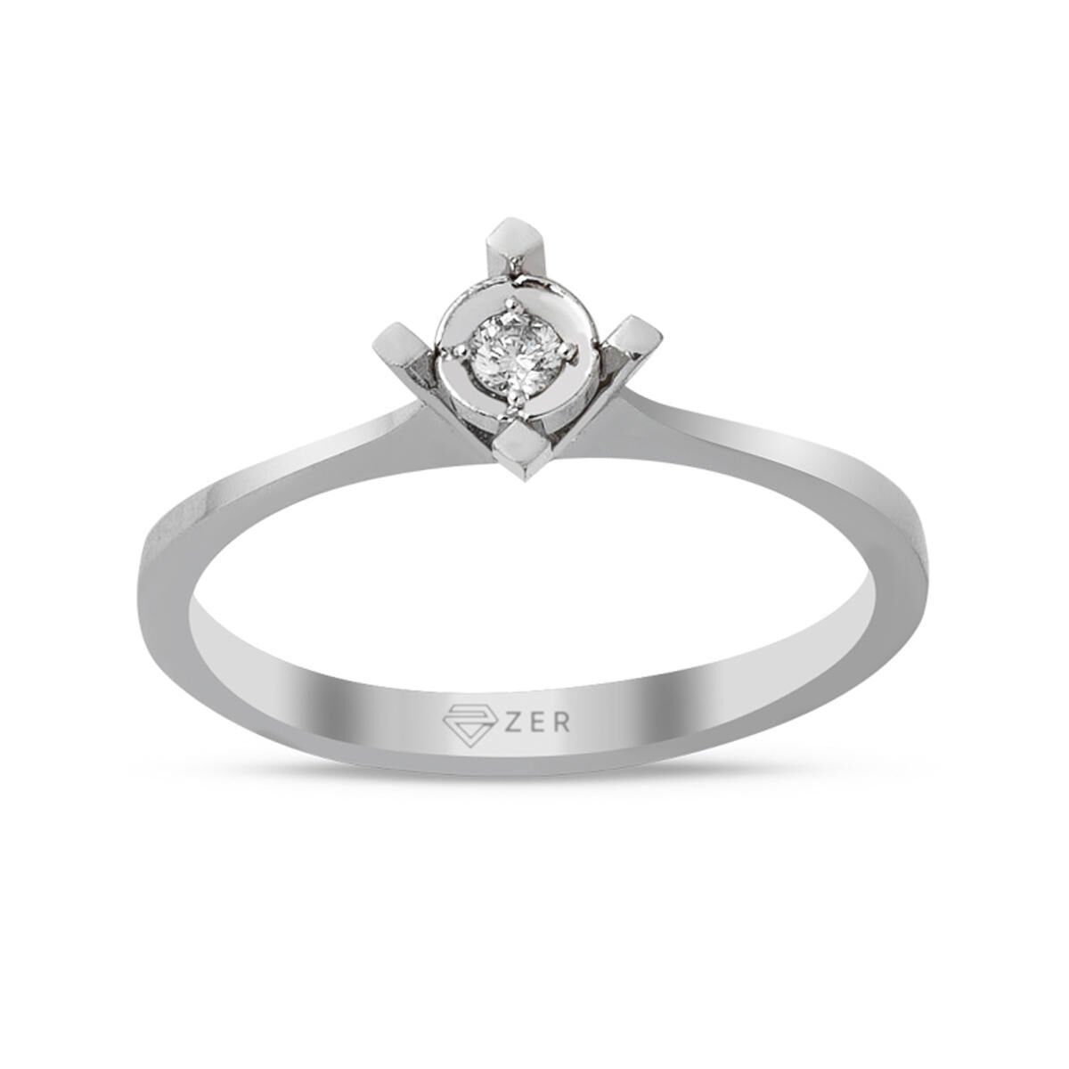 0,06 ct. Çapraz Montür Efekt Pırlanta Tektaş Yüzük