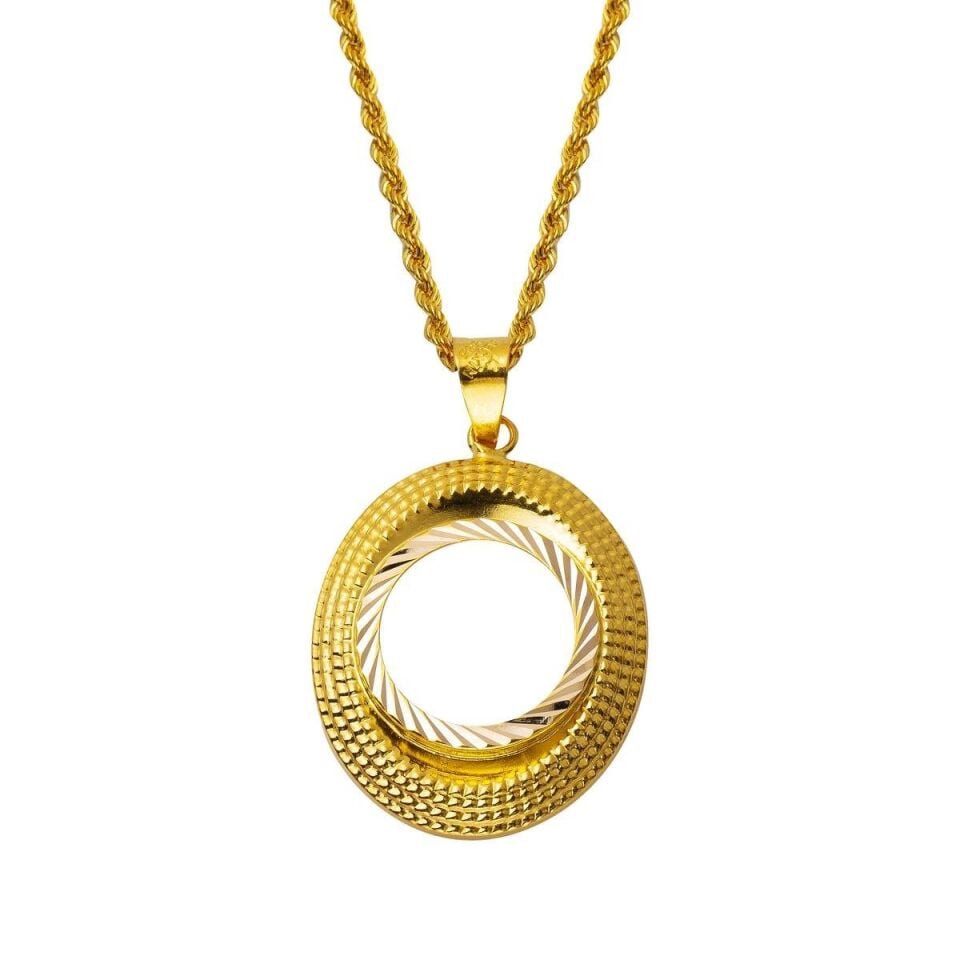 Oval Çerçeve Çeyrek Altınlık Kolye