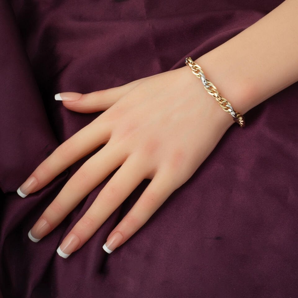 Burgulu 14 Ayar Altın Kadın Bileklik