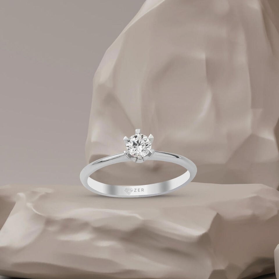 0,23 ct. Altı Tırnak Tektaş Pırlanta Yüzük