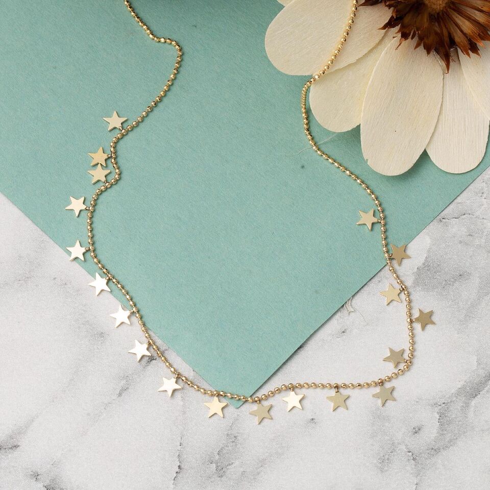 Galaksi Top Zincirli Altın Kolye