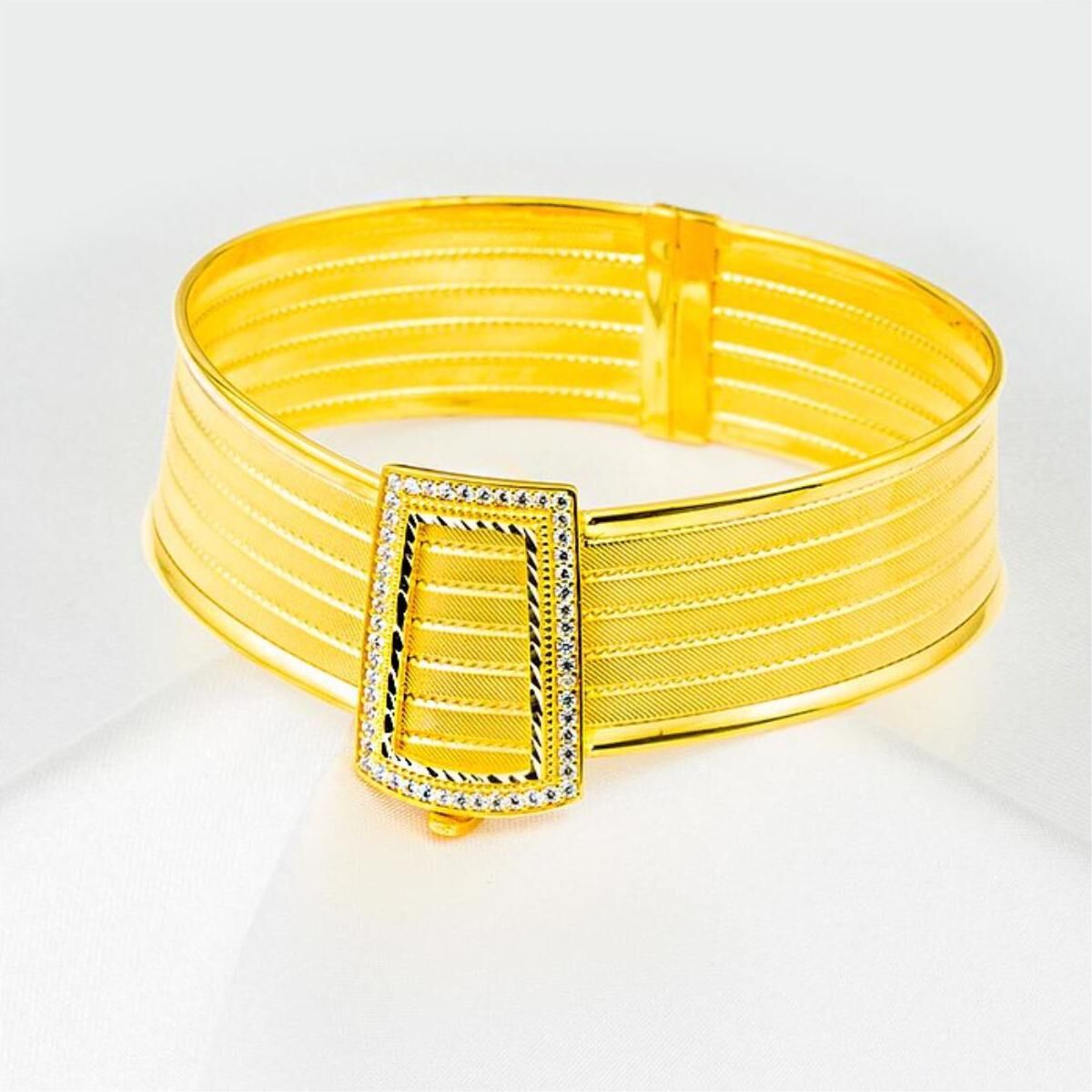 Taşlı Klasik Trabzon Hasır Kelepçe Bilezik