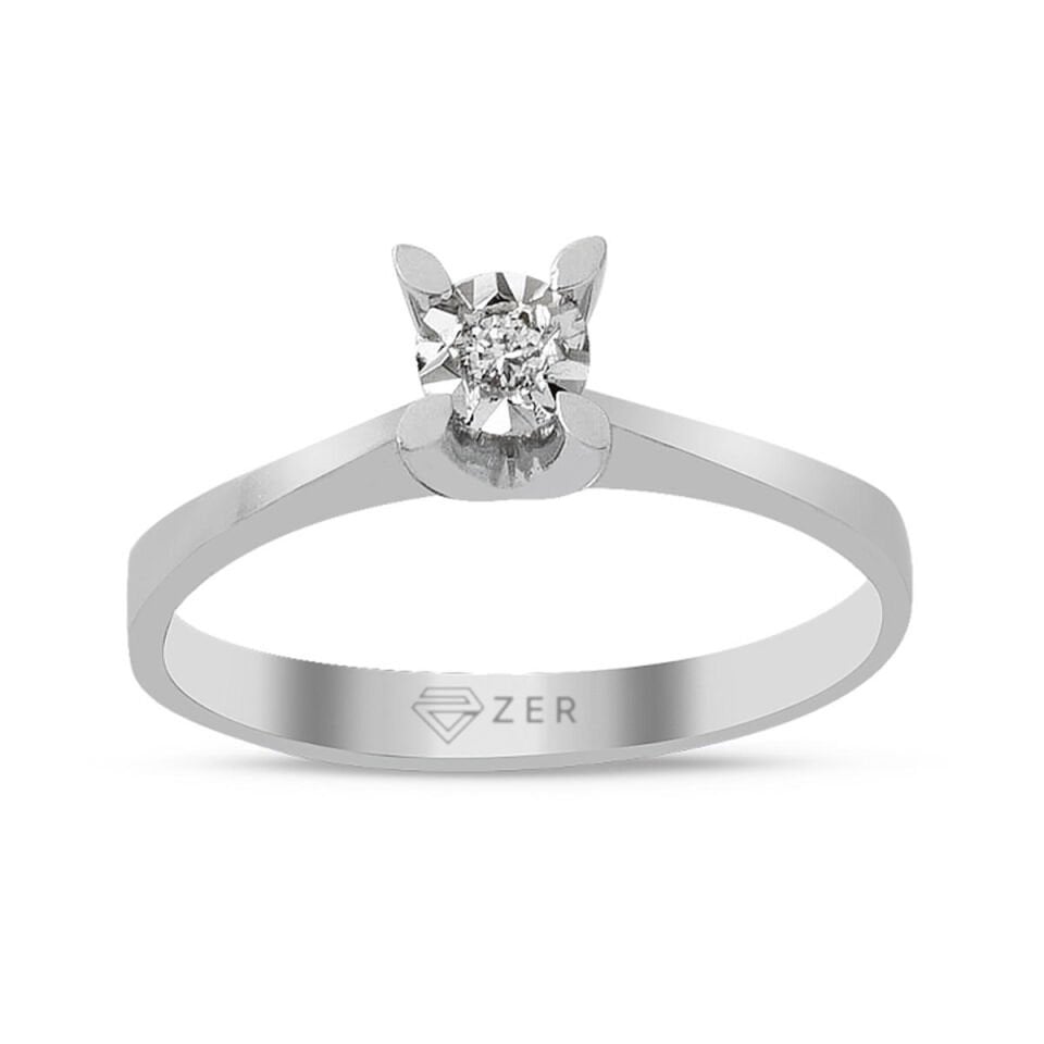 Badem Tırnak Efekt Tektaş Pırlanta Yüzük